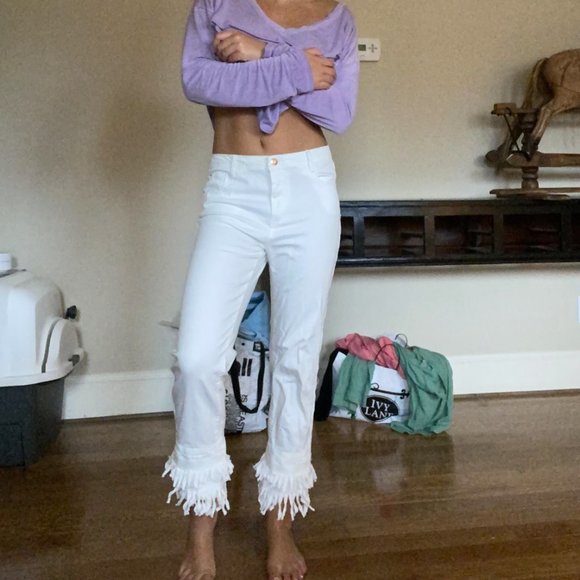 White Frayed Jeans - Picture 2 of 2